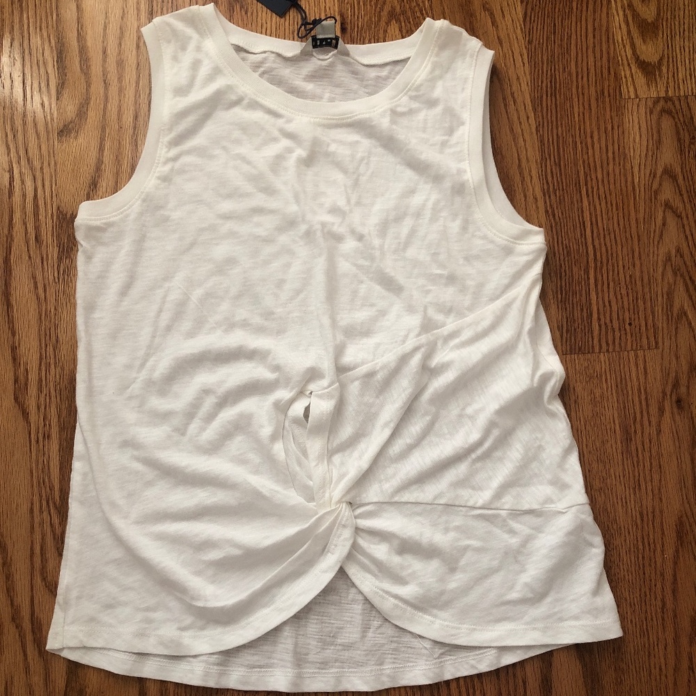 White tank top with cutout/twist